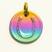 Rainbow lucky coin charm showing horseshoe