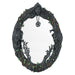 Mirror featuring the triple female symbols of maiden, mother, and crone and ivy leaves with a dangling pentacle