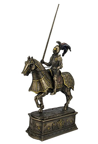 Medieval Knight & Horse on Decorative Base Figurine