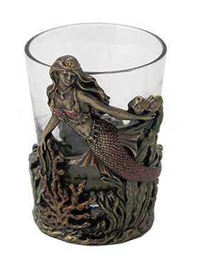 Shot glass with elaborate mermaid scene around it