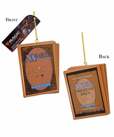 Ornament of faux Magic the Gathering cards, double sided booster pack look