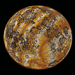 Mokume-Gane full moon coin, a mix of brass, copper, and nickel giving it a streaky colored look