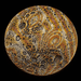 Other side of the Mokume-Gane full moon coin, a mix of brass, copper, and nickel giving it a streaky colored look