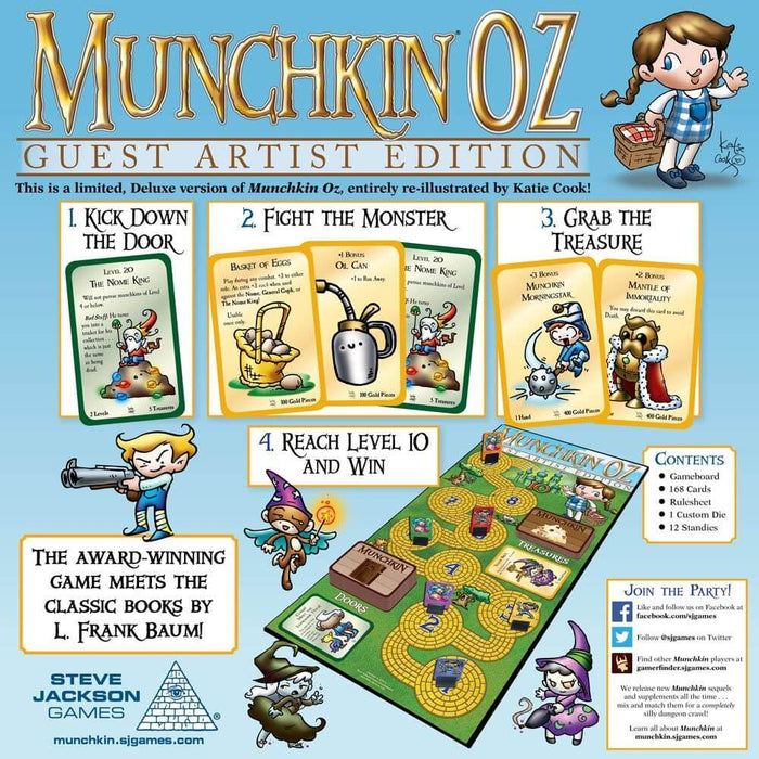 Back of the Munchkin Oz box showing card and board examples