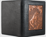 Full open view of leather journal cover