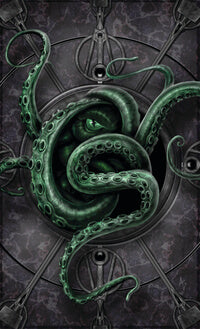 Card back for the Necronomicon Tarot with a Cthulhu tentacle monster