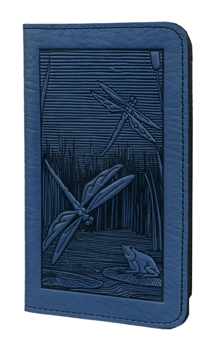 Dragonfly Pond Leather Check Book Cover