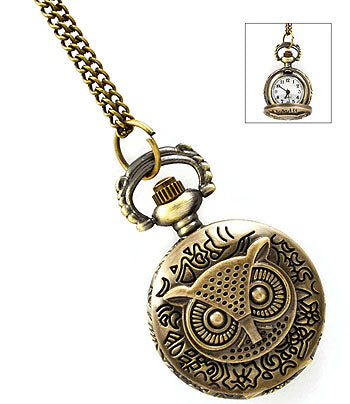 Owl Pocket Watch Necklace