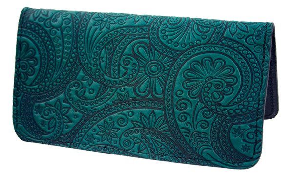 Paisley Leather Checkbook Cover