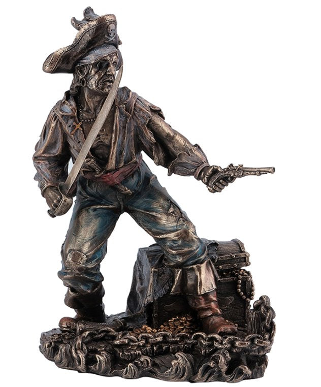 Bronze Pirate Sculpture Desk Ornament 