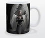 Mug featuring the Anne Stokes artwork "Prayer for the Fallen", showing a praying angel with white wings in a black dress