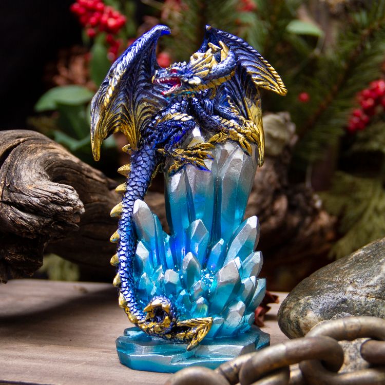 Purple Dragon on Crystals Figurine with LED: Dragon Gifts
