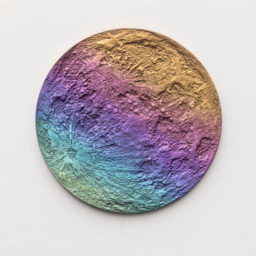 Rainbow anodized niobium full moon coin