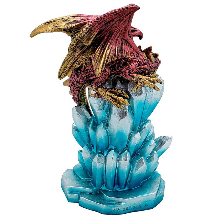 Red Dragon on Crystals with LED Light Figurine