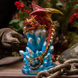 Red Dragon on Crystals with LED Light Figurine