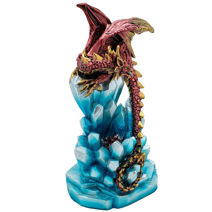 Red Dragon on Crystals with LED Light Figurine