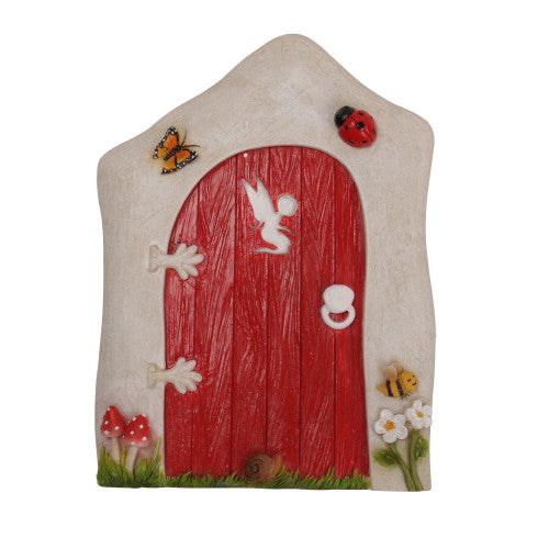 Red Fairy Garden Door Figurine