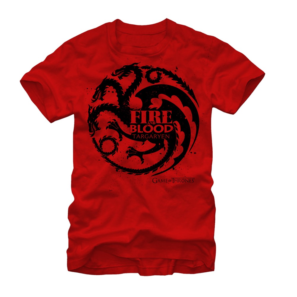 Red Game of Thrones Targaryen T-Shirt for Men, S Red Game of Thrones Targaryen T-Shirt for Men, S