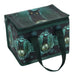 Soft Lunch box case with teal and black - black cat and crystal ball is on the zippered top and repeats around the edge