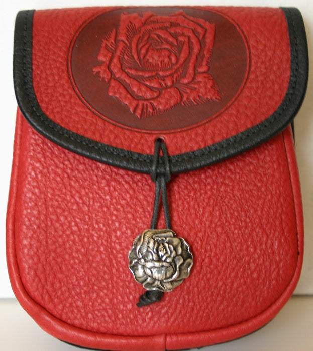 Rose Leather Belt Pouch (Medium)