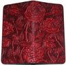 Leather checkbook holder with a wild rose design in red