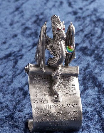 Pewter Scroll Dragon Figurine