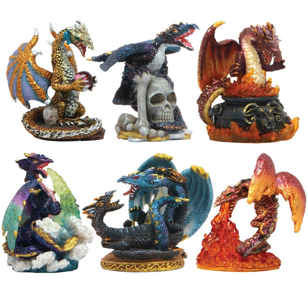 Set of Six Small Dragons Dragon Figurines — FairyGlen Store