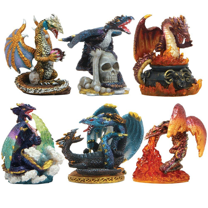 Set of 6 Small Dragon Figurines