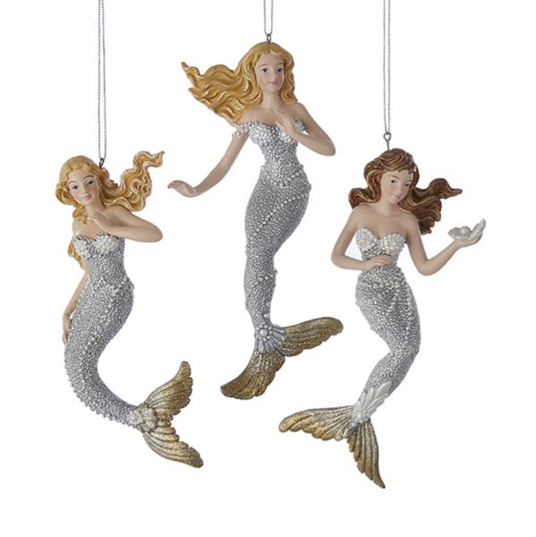 Silver & Gold Mermaid Ornament Trio