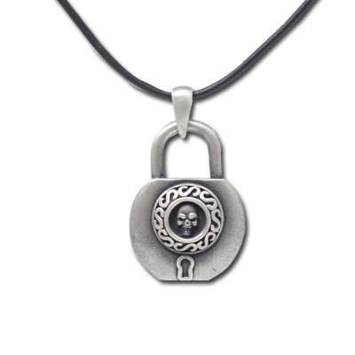 Sterling Silver Skull Padlock Pendant