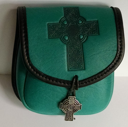 Celtic Cross Leather Belt Pouch (Small)