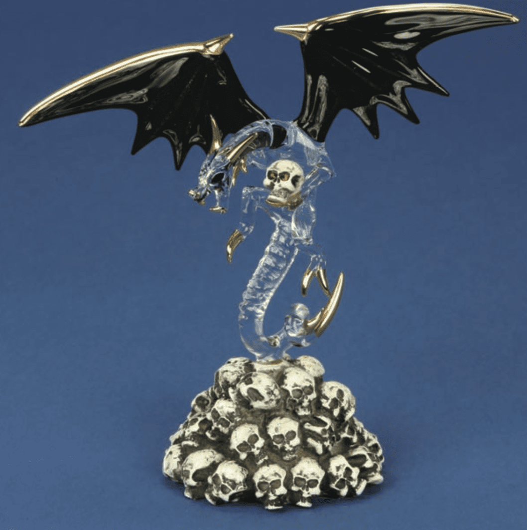 Small Glass Skull Dragon Figurine