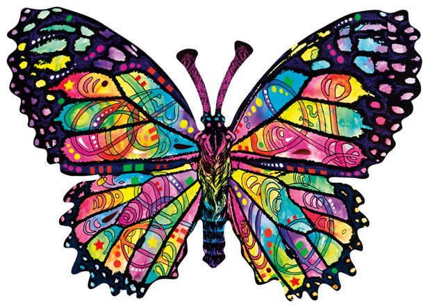 Stained Glass Butterfly Shaped Jigsaw Puzzle (1000 Pieces)