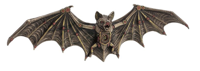 Steampunk bat wall plaque, with wings spread out to either side