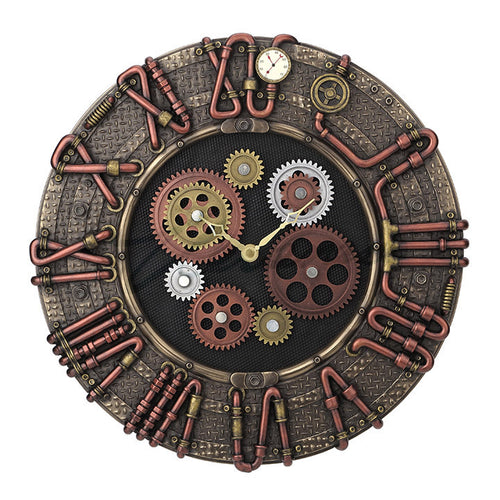 Steampunk Brass Conduit Wall Clock