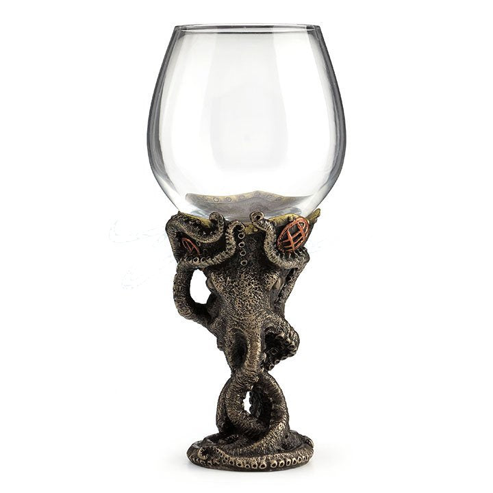 Bronze Finish Steampunk Deep Sea Diver Octopus Wine Glass