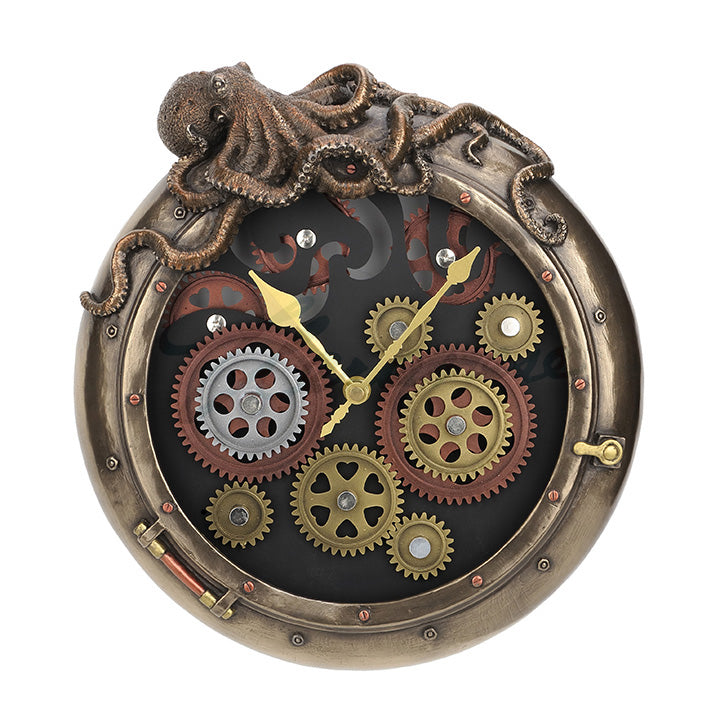 Steampunk Octopus Porthole Wall Clock