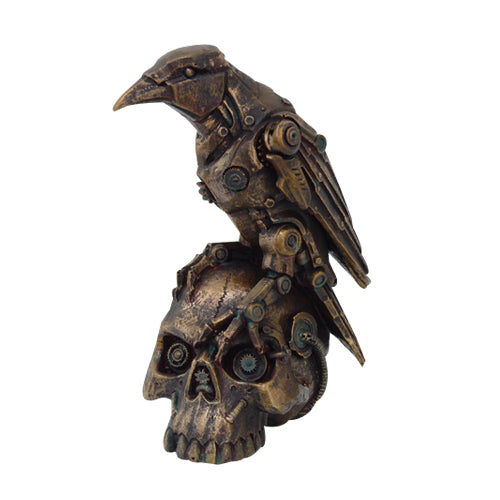 Steampunk Raven on Skull Figurine