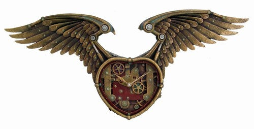 Steampunk Winged Heart Clock