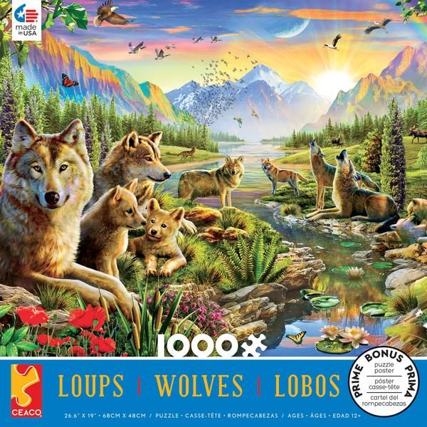 Summer Wolf Family Jigsaw Puzzle: Wolves — FairyGlen Store