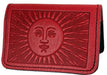 Red leather smiling sun card holder