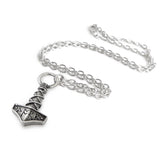 Thor Hammer (Mjolnir) necklace with Norse runes, on a chain