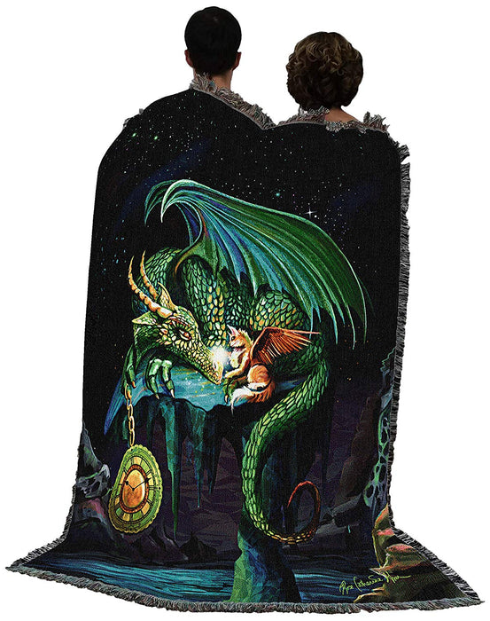 Time Dragon Emerald Tapestry Blanket