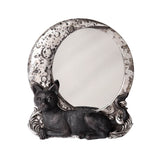 Mirror with crescent moon and lounging black cat