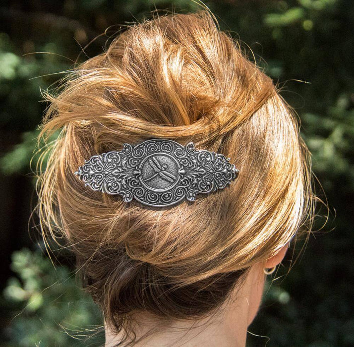 Victorian Dragonfly hairclip shown in use 