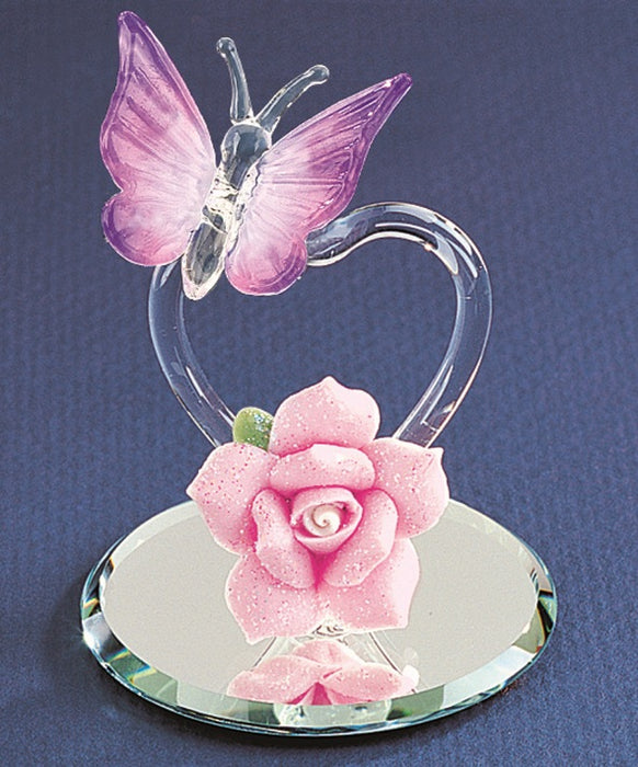 Glass Butterfly Heart Figurine