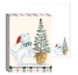 Pocket notepad with a white Westie dog in a Santa hat and a Christmas tree. The paper has the same image as the cover