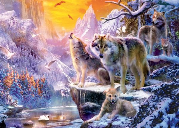 Winter Wolf Family Jigsaw Puzzle (1000 Pieces)