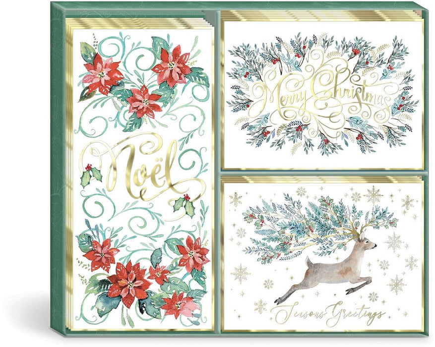 Wintergreen Deer Holiday Card Trio Set