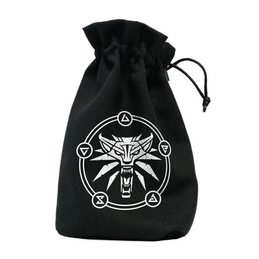 Black dice bag with silver School of the Wolf emblem